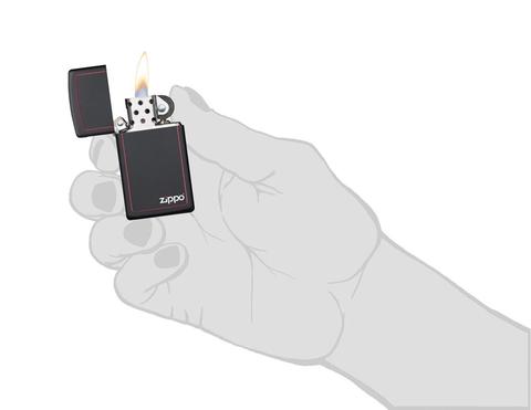 Zippo Black Matte with Zippo Logo and Border Slim mua để sử dụng hằng ngày