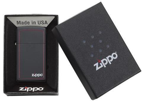 Zippo Black Matte with Zippo Logo and Border Slim độc đáo mẫu mã đa dạng