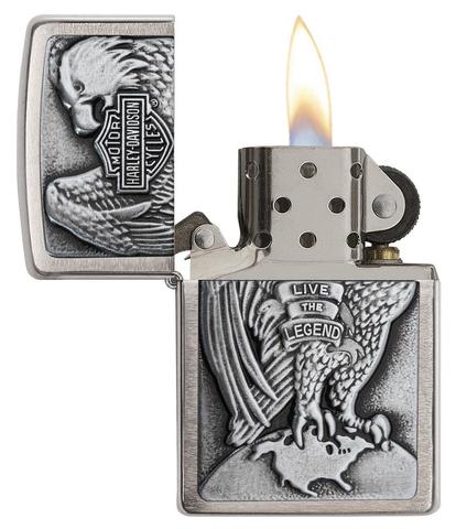 Zippo Made in the USA Eagle and Globe Emblem Brushed Chrome nhập khẩu hoa kì