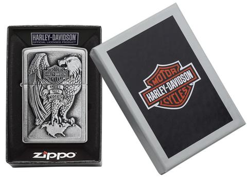 Zippo Made in the USA Eagle and Globe Emblem Brushed Chrome xe máy zippo bật lửa hộp quẻ