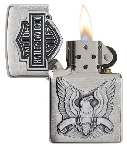 Zippo Made in the USA Emblem Brushed Chrome quà tặng cho nững người sưu tầm zippo