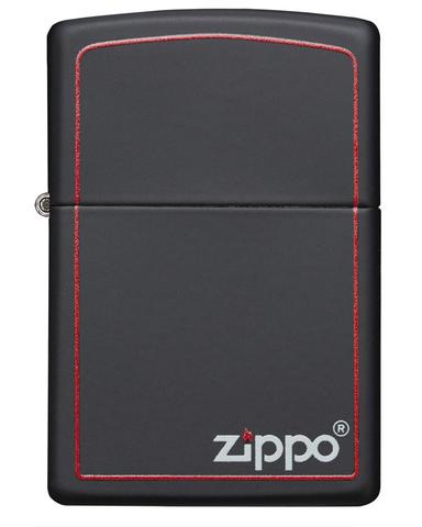 Zippo Black Matte with Zippo Logo and Border cao cấp hát lượng cao