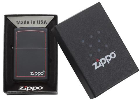Zippo Black Matte with Zippo Logo and Border đỉnh cao qua tặng zippo