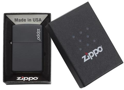 Zippo Black Matte with Zippo Logo cao cấp đơn giản