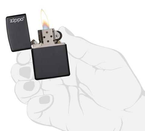 Zippo Black Matte with Zippo Logo tinh tế