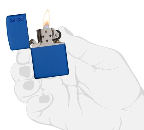 Zippo Royal Blue Matte with Zippo Logo xanh hoàng gia ngọc trinh