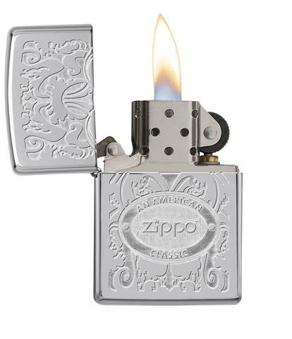 Zippo Gleaming Patina High Polish Chrome khắc cực chất