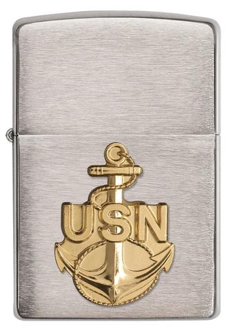 Zippo US Navy Anchor Emblem Brushed Chrome USNAVY cao cấp chính hãng