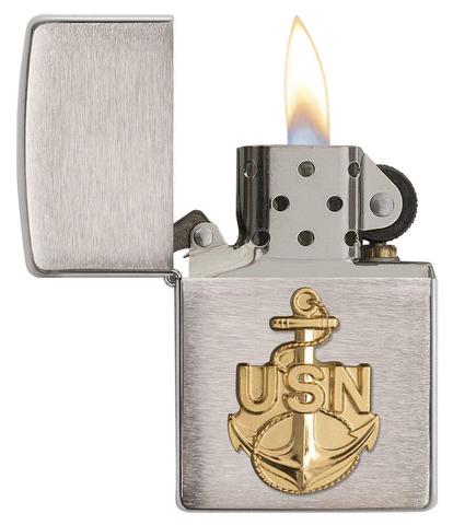 Zippo US Navy Anchor Emblem Brushed Chrome giá rẻ
