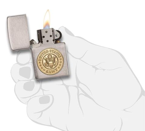 Zippo US Army Emblem Rrushed Chrome quà tặng người thân