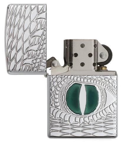 Zippo Armor Dragon Eye Carved High Polish Chrome rồng may mắn châu á