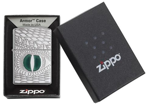 Zippo Armor Dragon Eye Carved High Polish Chrome nhập khẩu usa