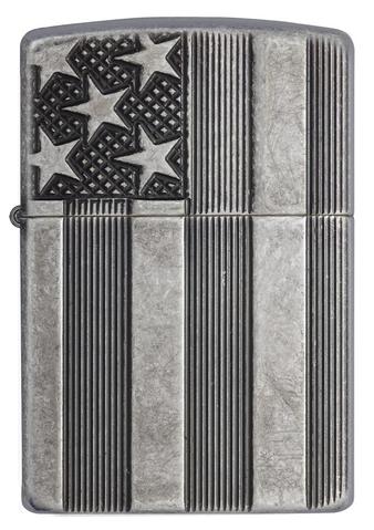 Zippo Armor US Flag Antique Silver Plate chất lượng cao