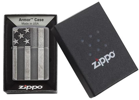 Zippo Armor US Flag Antique Silver Plate cao cấp độ đáo quà tặng cho những người thân yêu quý