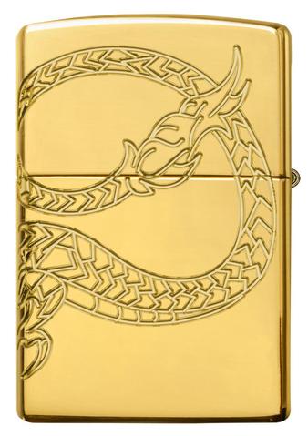 Zippo Red Eyed Dragon 360 Degree Engraving Gold Plate rồng uốn lượng