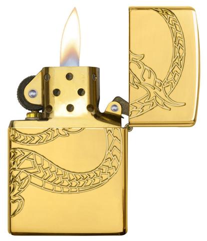 Zippo Red Eyed Dragon 360 Degree Engraving Gold Plate món quà tuyệt vời cho các bạn trẻ