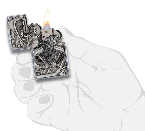 Zippo Harley Davidson Motor Flag Street Chromre ốp nổi độc đáo