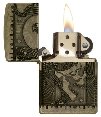 Zippo Steampunk 360 Multicut Antique Brass Armor đầu lâu