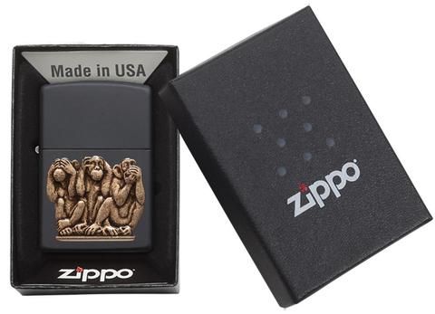 Zippo Three Monkeys Black Matte độc đáo