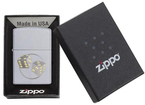 Zippo Dice Satin Chrome xúc sắc bài bạc thần bài