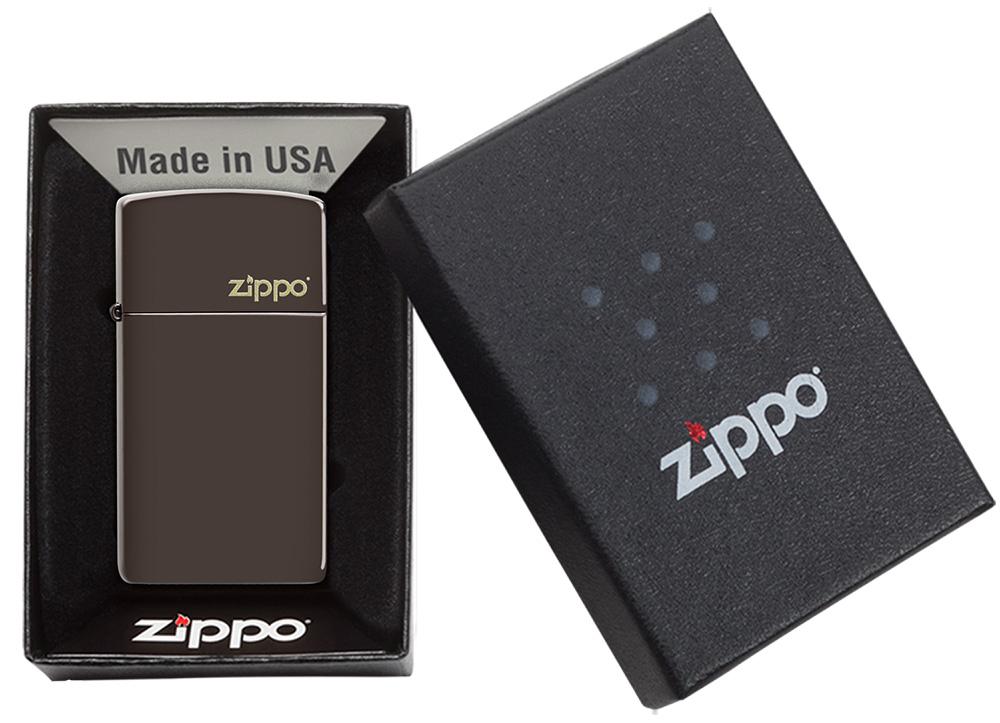 bat-lua-zippo-slim-brown-zippo-logo-49266ZL-mau-nau-hat-de-zippo-tang-ban-gai