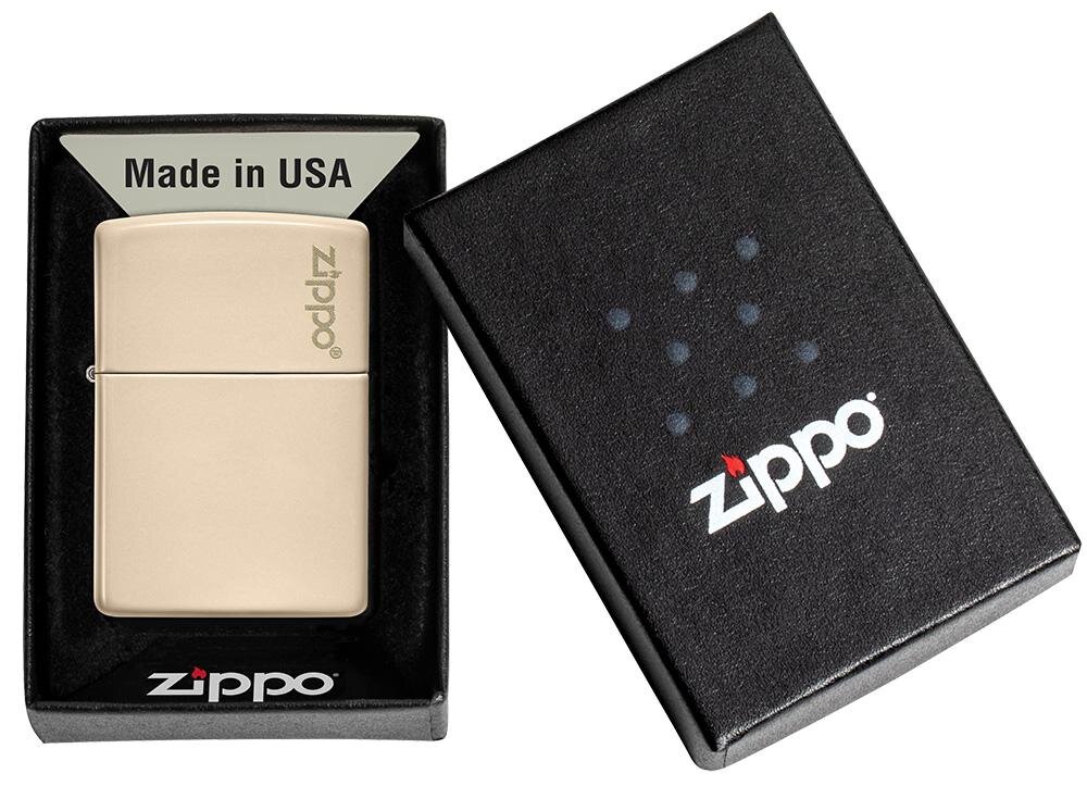 bat-lua-zippo-classic-flat-sand-zippo-logo-49453ZL-mau-cat-trang