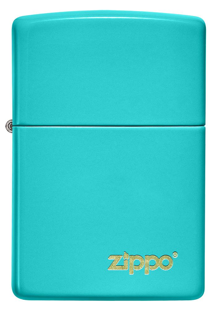 hop-quet-zippo-classic-flat-turquoise-zippo-logo-49454ZL-son-tinh-dien-mau-xanh