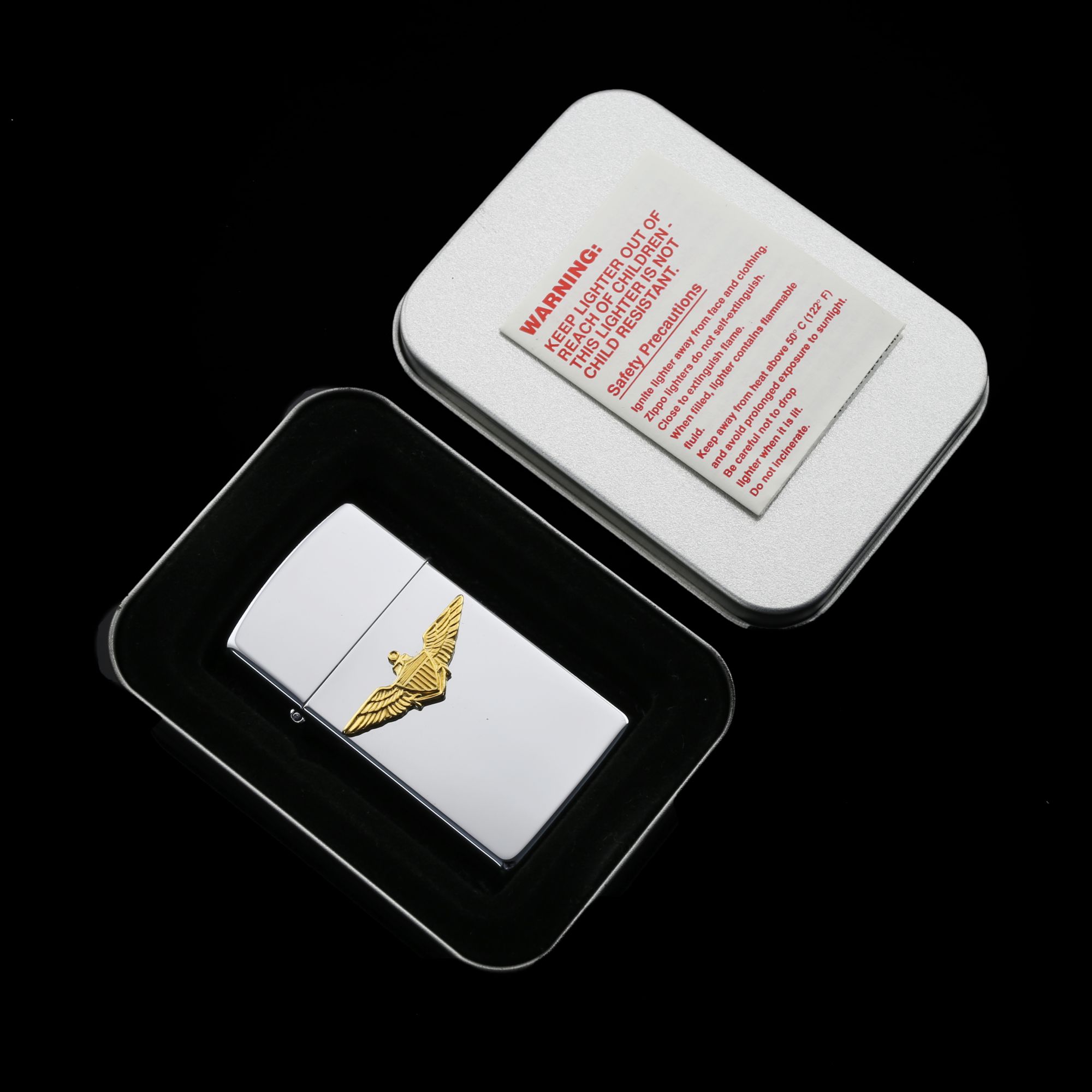 Zippo-WING-SHIELD-EMBLE-GOLD-HIGH-POLISH-SLIM-LIMITED-EDITION-1991-op-noi-logo-vang-duy-nhat-the-gioi