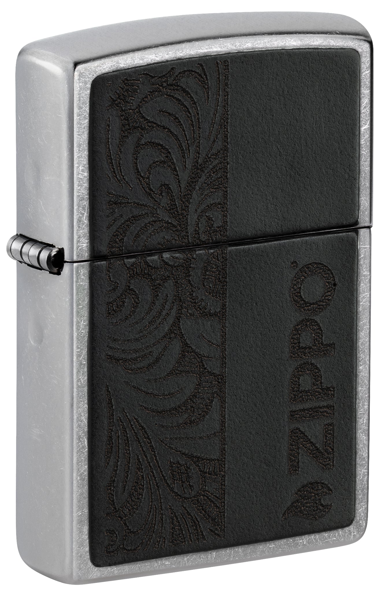 hop-quet-zippo-46919-black-leather-emblem-zippo-street-chrome