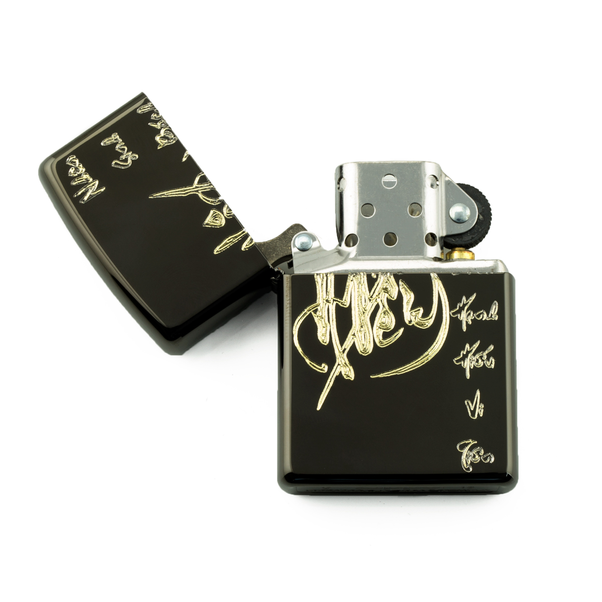 zippo-mau-den-khac-thu-phap-chu-hieu