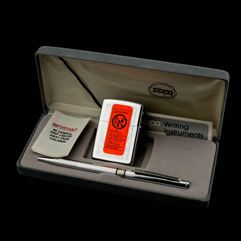 bat-lua-zippo-1991-pen-lighter-set-hop-qua-zippo-va-viet-venetian-hoa-van-y-bo-qua-tang