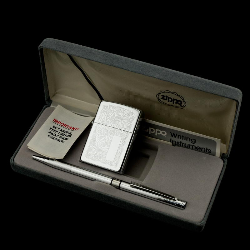 bat-lua-zippo-1991-pen-lighter-set-hop-qua-zippo-va-viet-venetian-hoa-van-y