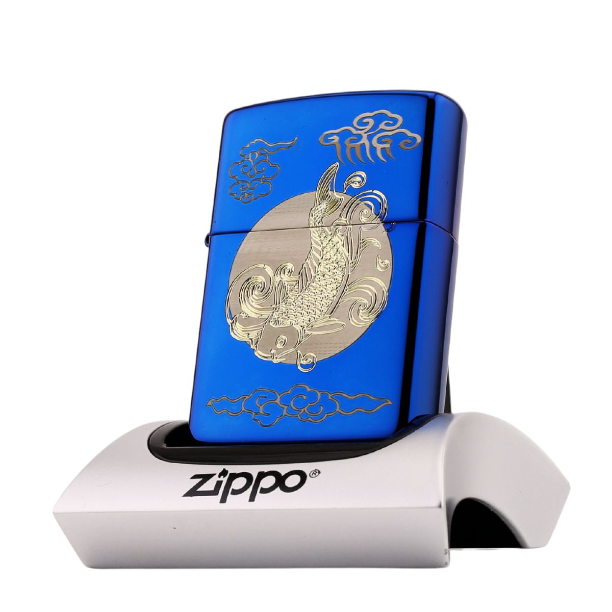 Zippo Khắc Cá Chép Vượt Vũ Môn cá koi