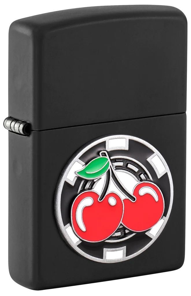 bat-lua-zippo-48905-poker-chip-with-cherries-emblem-black-matte