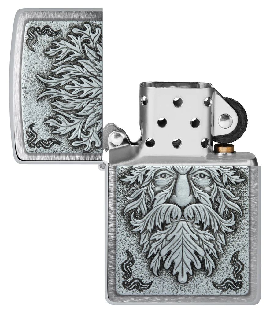 bat-lua-zippo-48906-greenman-emblem-brushed-chrome-mau-trang-xuoc-op-noi-son-than