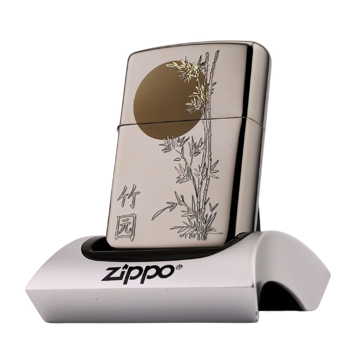 Zippo Huyền Băng Khắc Trăng Treo Cành Trúc độc lạ