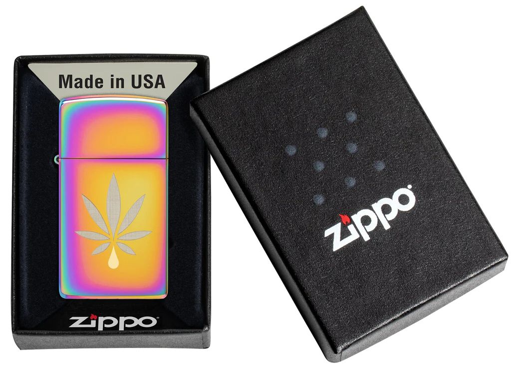 bat-lua-zippo-48670-slim-multi-color-cannabis-leaf-design-zippo-size-nho