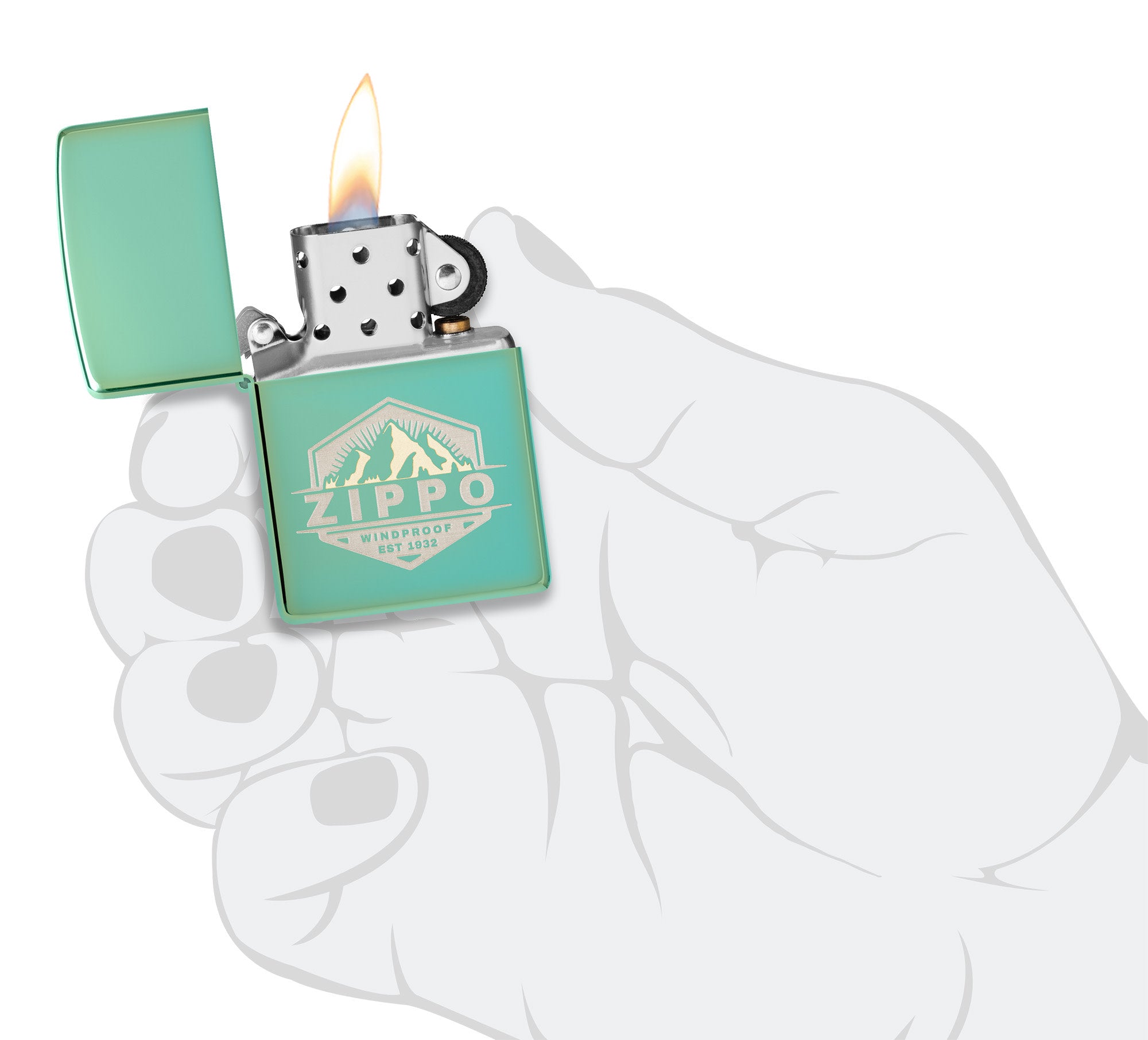 hop-quet-zippo-46293-zippo-badge-design-laser-two-tone-high-polish-green