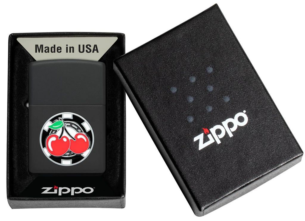 bat-lua-zippo-48905-poker-chip-with-cherries-emblem-black-matte-zippo-tang-dan-do-den