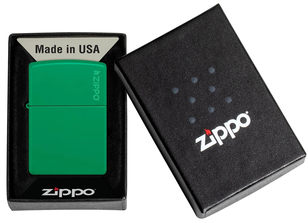 hop-quet-zippo-48629ZL-classic-grass-green-matte-zippo-logo-zippo-son-tinh-dien