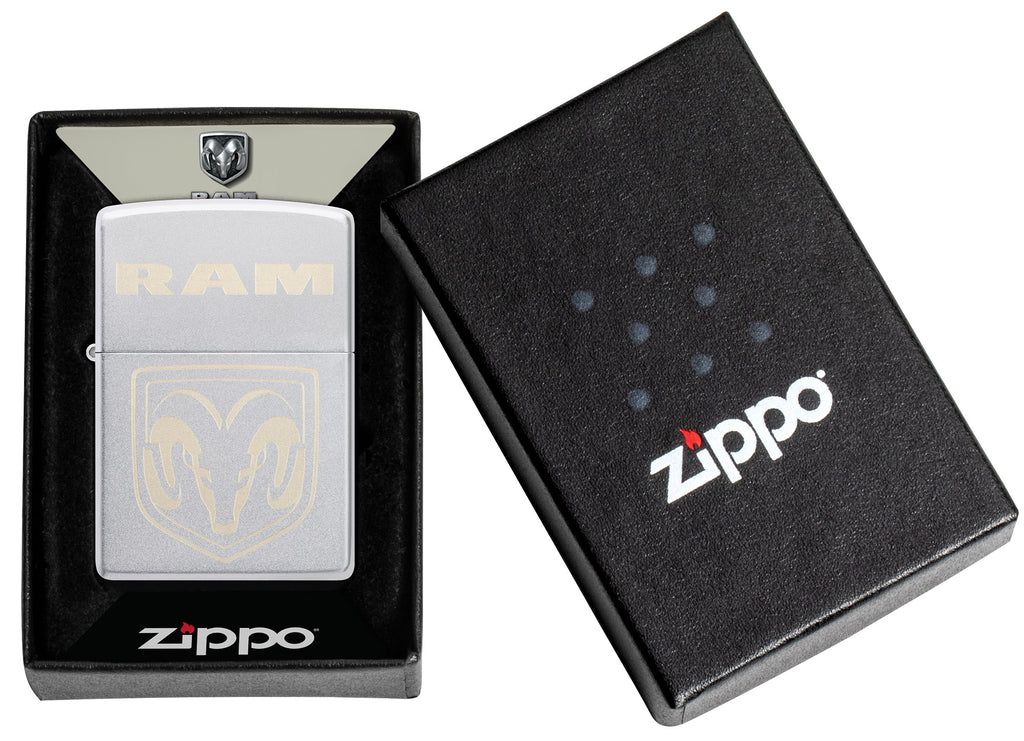 bat-lua-zippo-48763-ram-design-laser-engrave-satin-chrome-zippo-new
