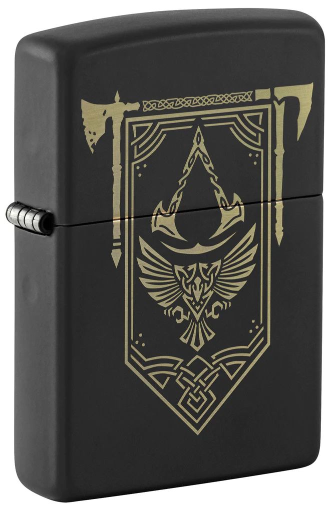 bat-lua-zippo-48669-assassin's-creed®-valhalla-engraved-black-matte-logo
