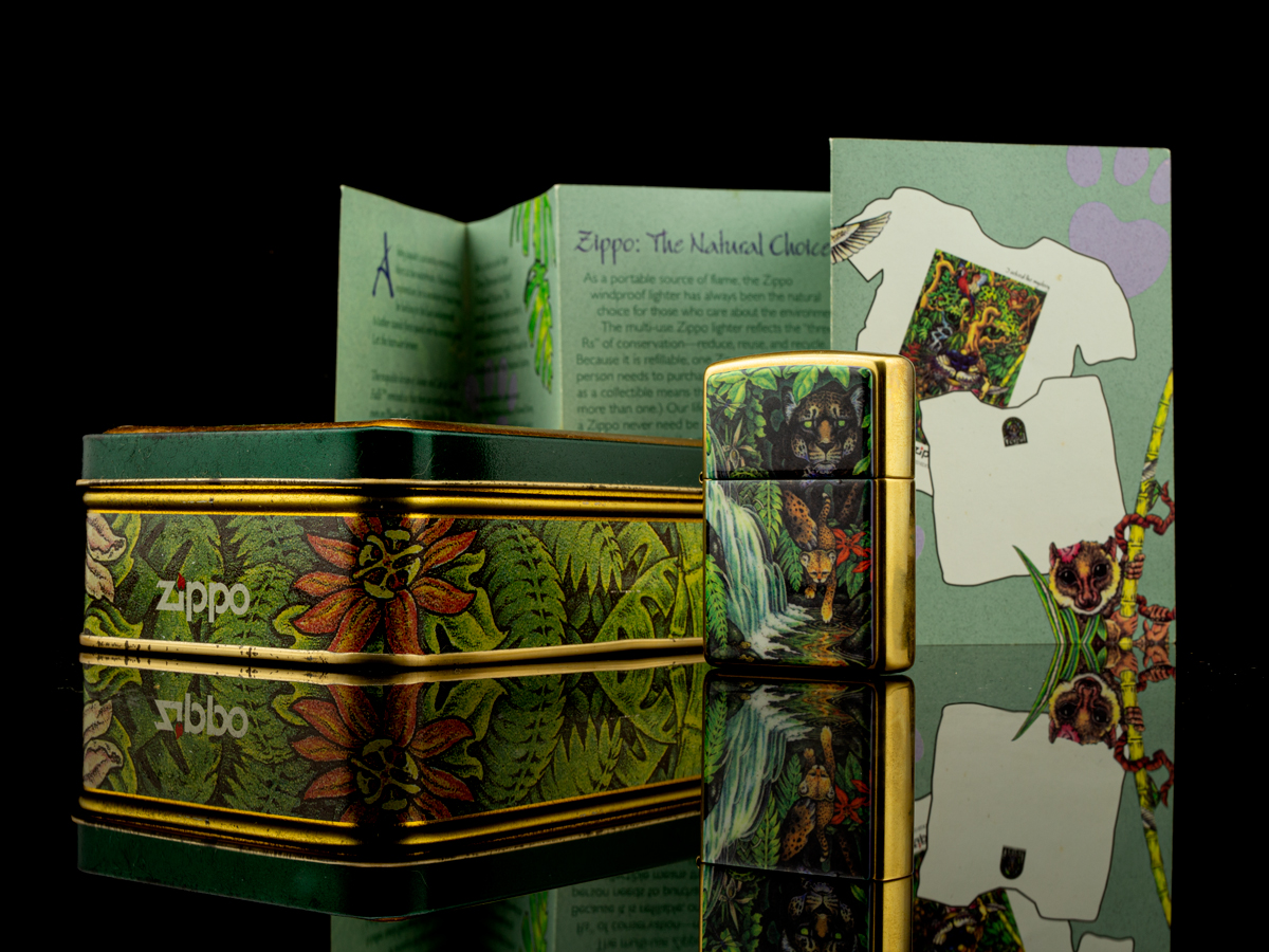 bat-lua-zippo-1995-mysteries-of-the-forest-solid-brass-bi-an-rung-xanh-phien-ban-gioi-han