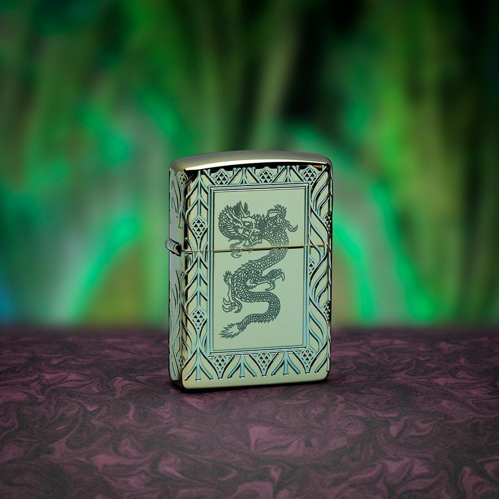 zippo-armor-high-polish-green-elegant-dragon-49054-1