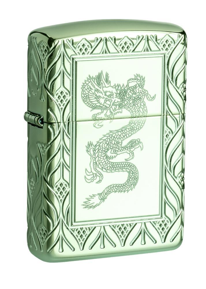 zippo-armor-high-polish-green-elegant-dragon-49054