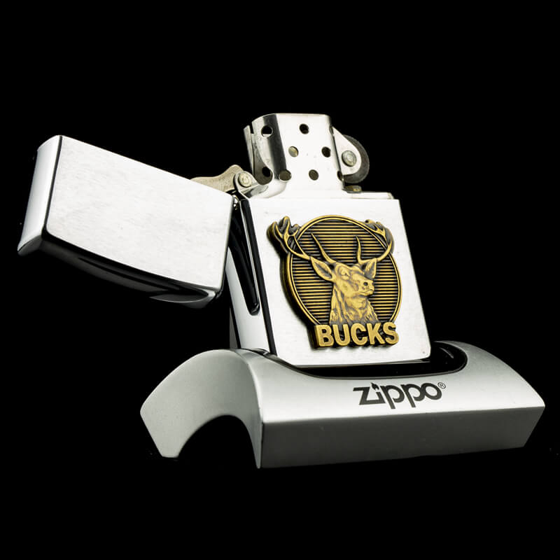 may-lua-zippo-bucks-emblem-brushed-chrome-VII-1991-op-noi-nai-sung-tam