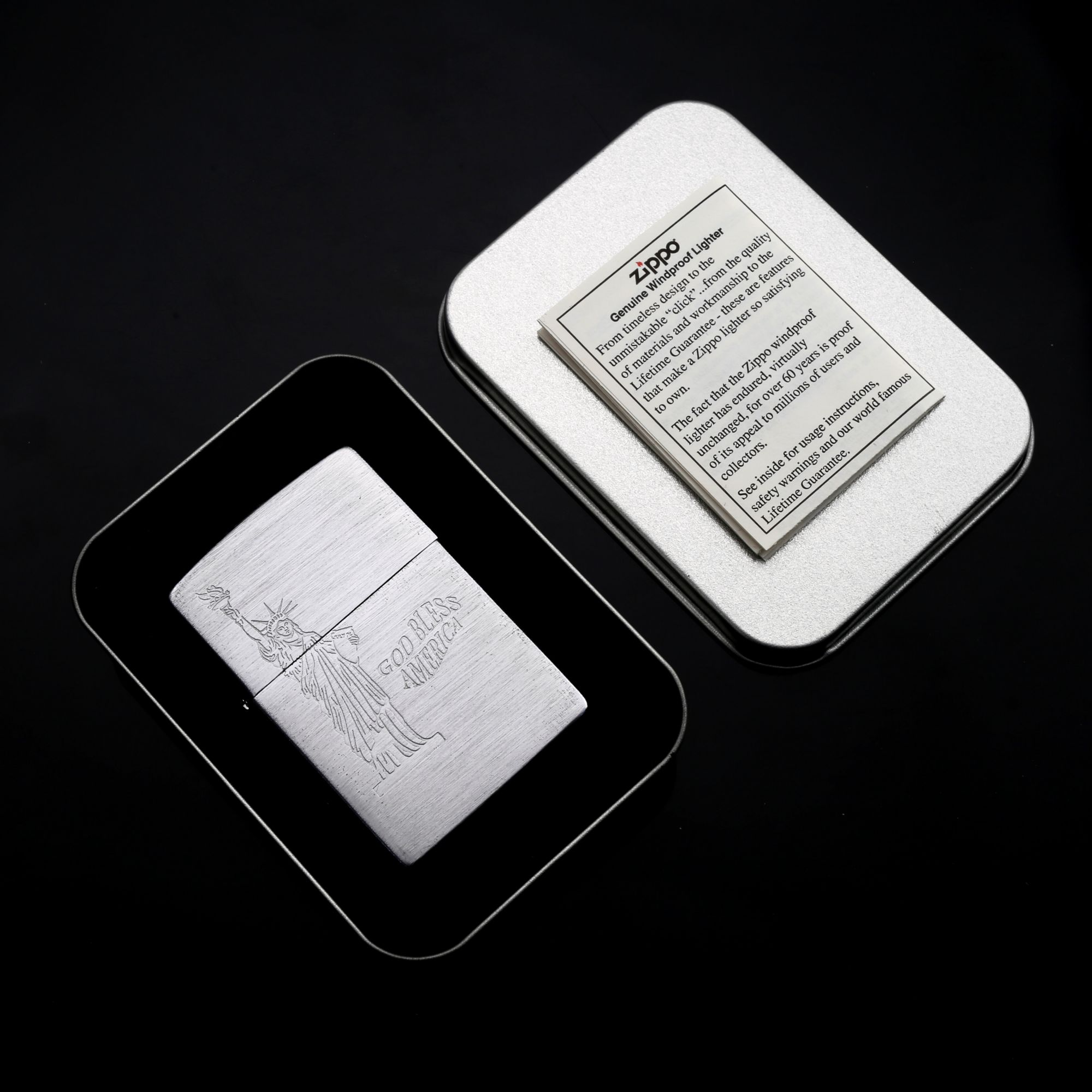 Zippo -GODBLESS-AMERICA-LIBERTY-BRUSHED-XIII-1997-tuopng-nu-than-tu-do-co-dien-viet-kieu