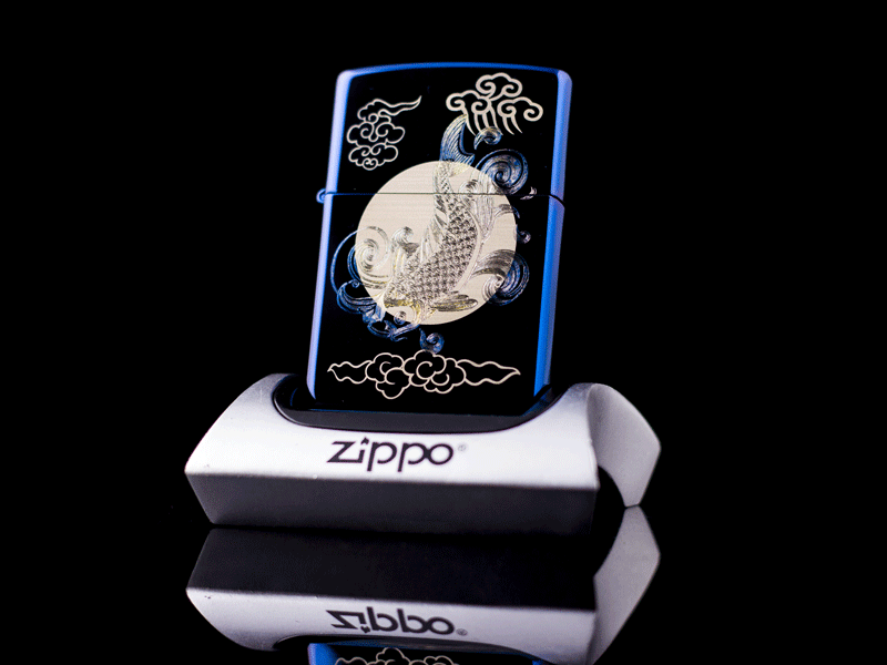Zippo Khắc Cá Chép Vượt Vũ Môn xách tay