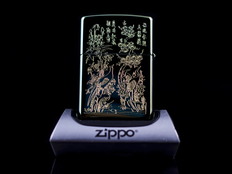 Zippo Khắc Hai Mặt Mai Cúc Tùng Lan