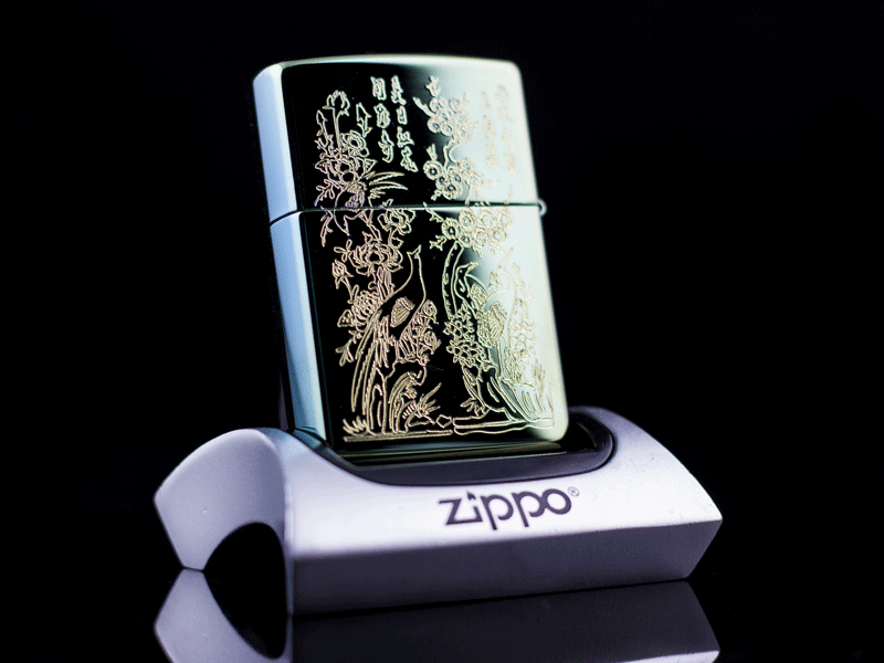 Zippo Khắc Hai Mặt Mai Cúc Tùng Lan chất lượng